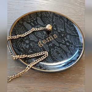 Adrienne Vittadini Black and Gold, Bluish Snake Print Dish